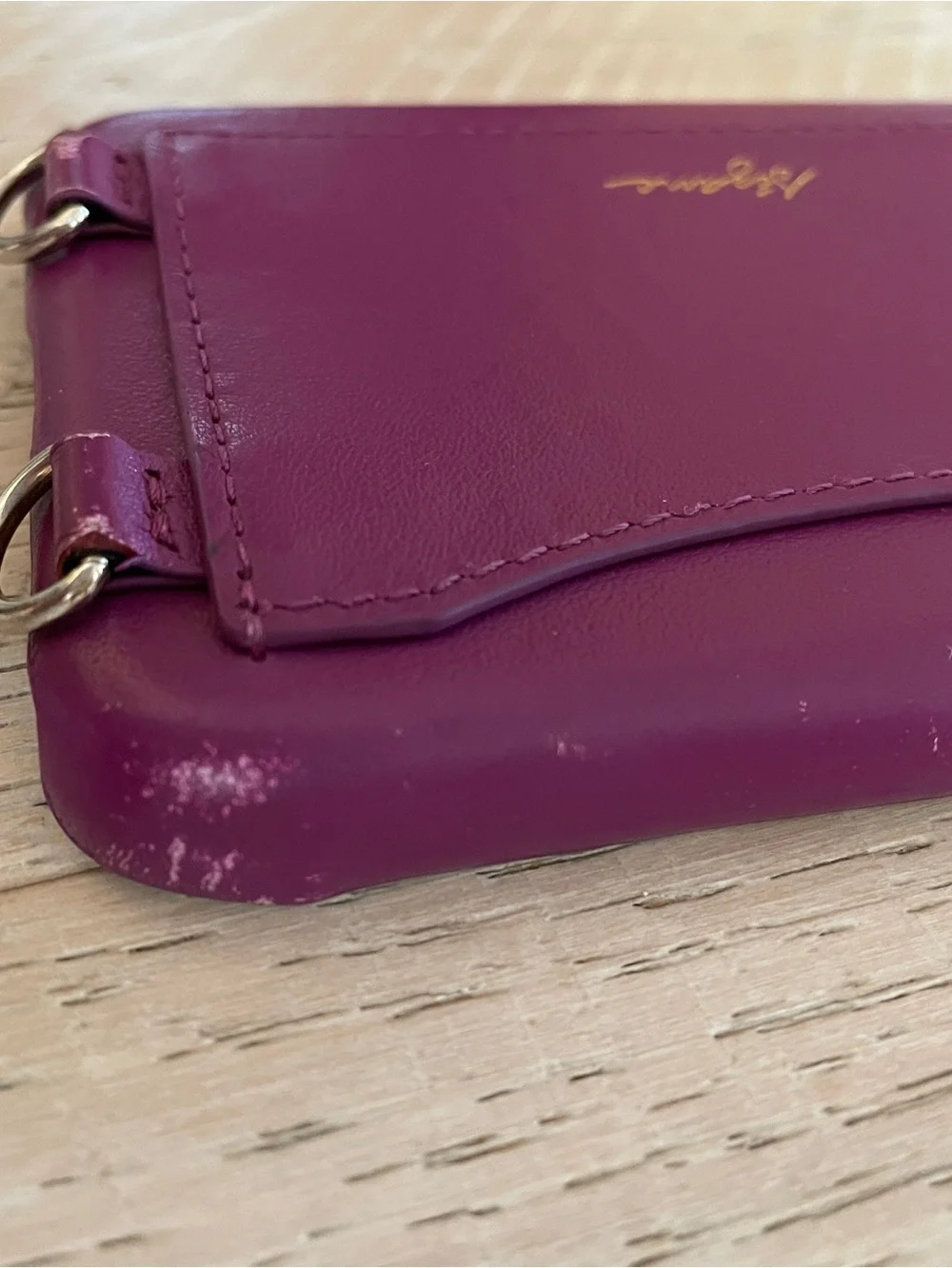 Sezane  Leather Cell Case. Magenta